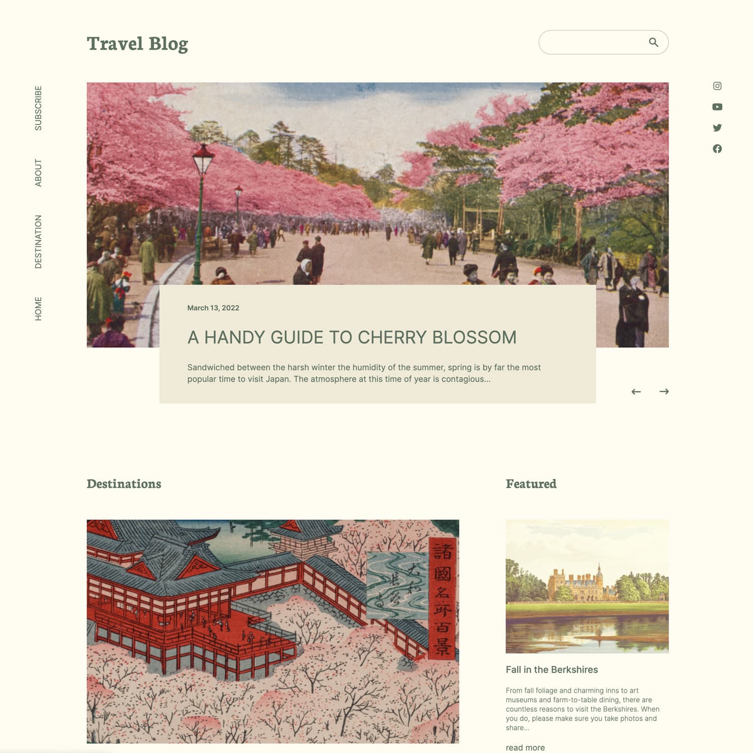 preview of Travel Blog website