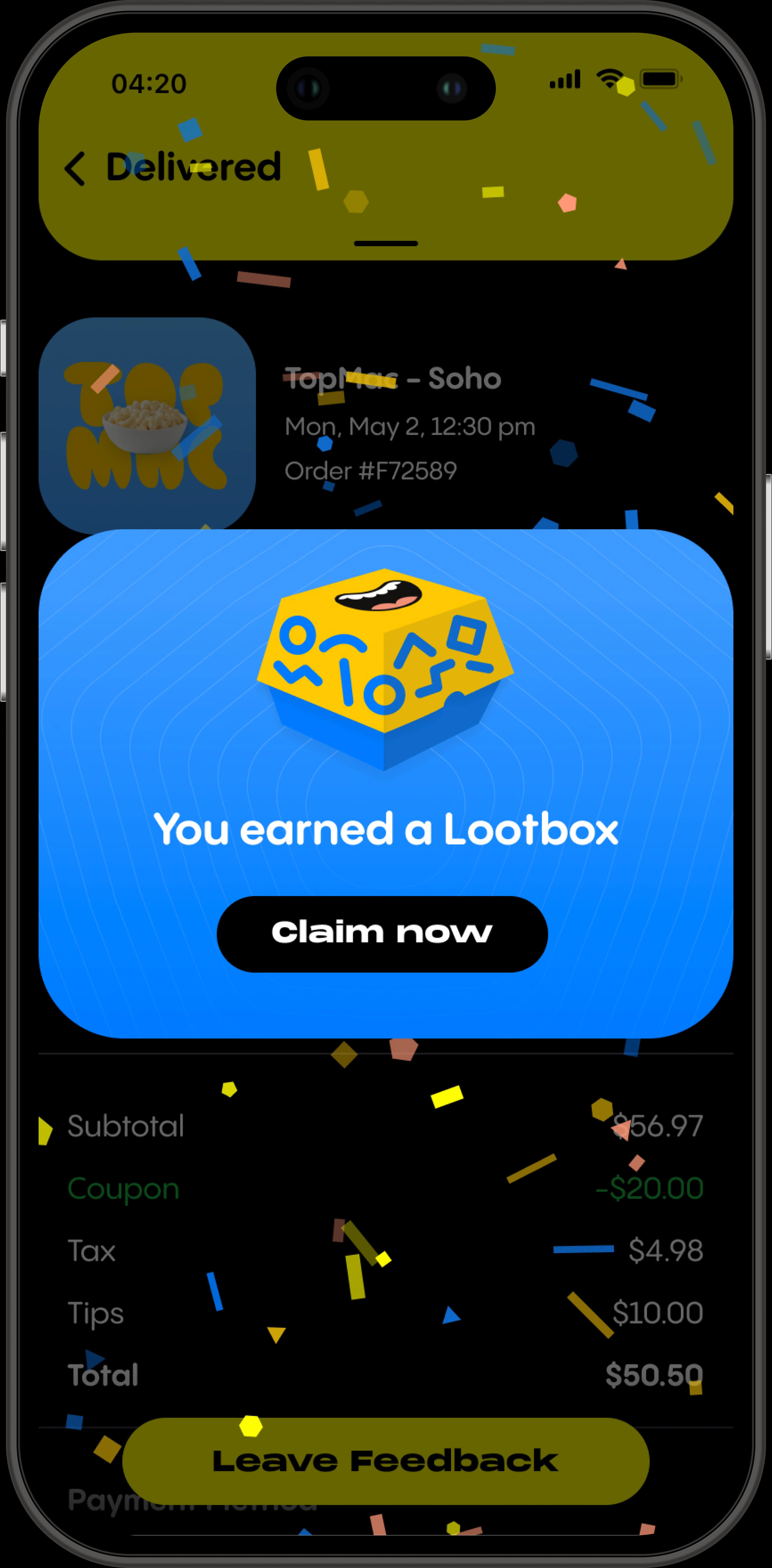 Order delivered — Lootbox and delivery confirmation