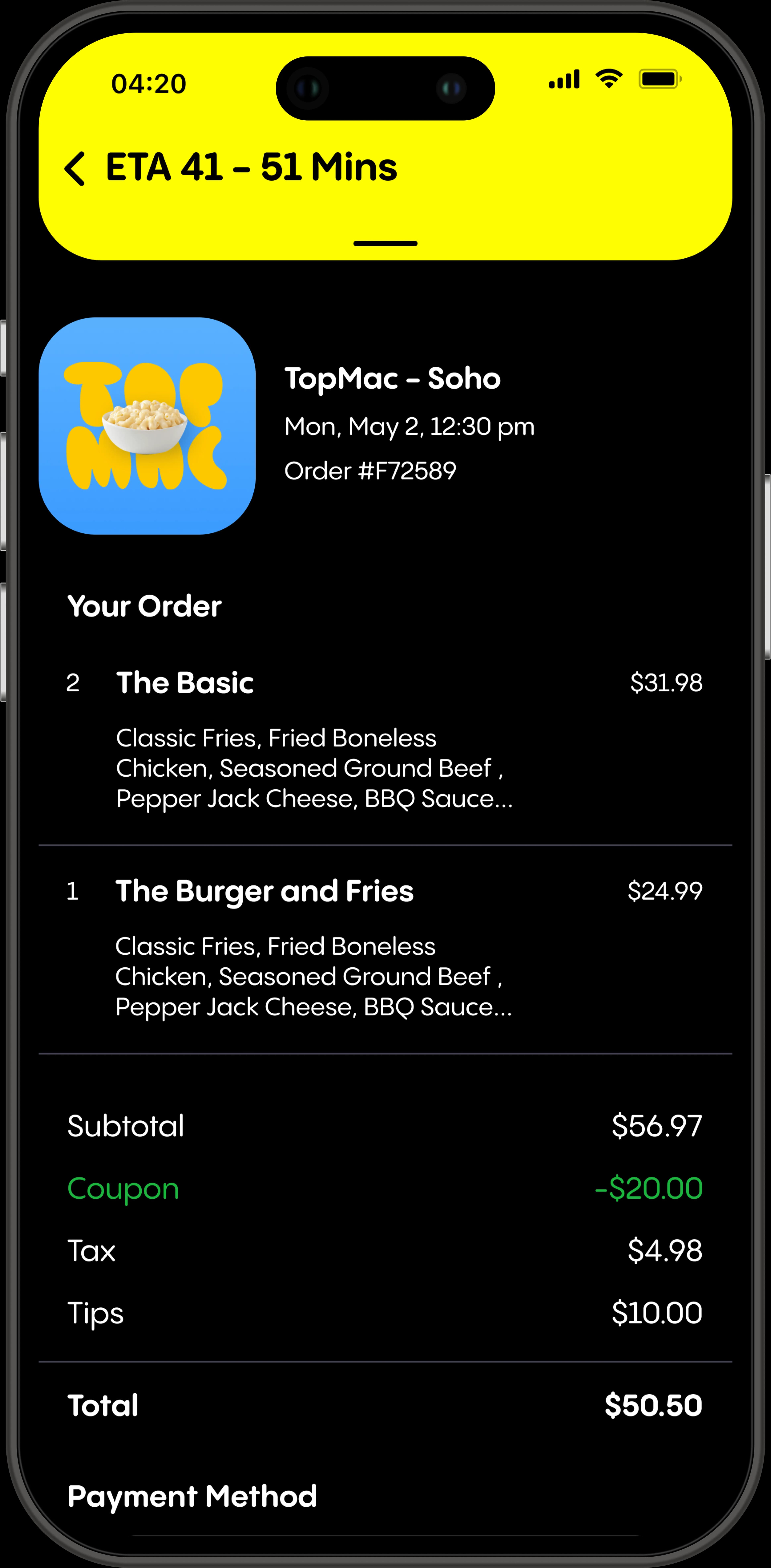 Delivery ETA — about 40 minutes remaining