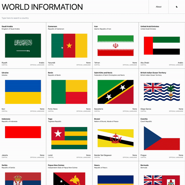 preview of world information website