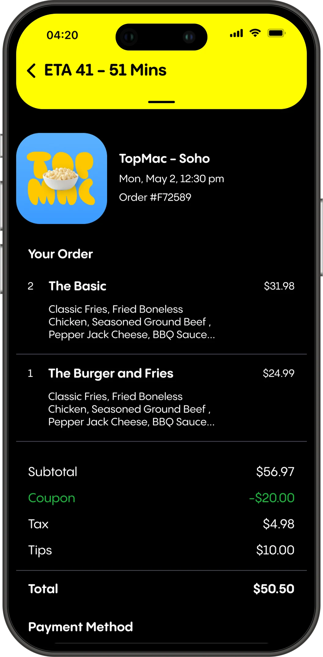 Popchew final checkout screen