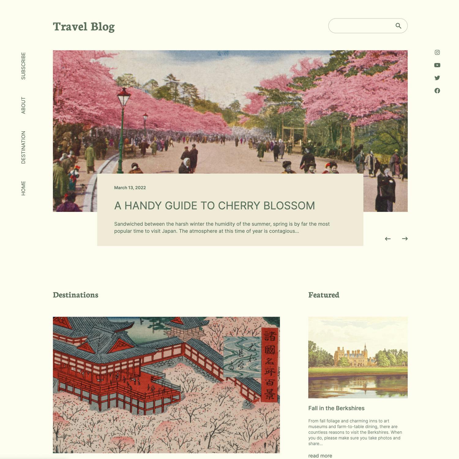 preview of Travel Blog website