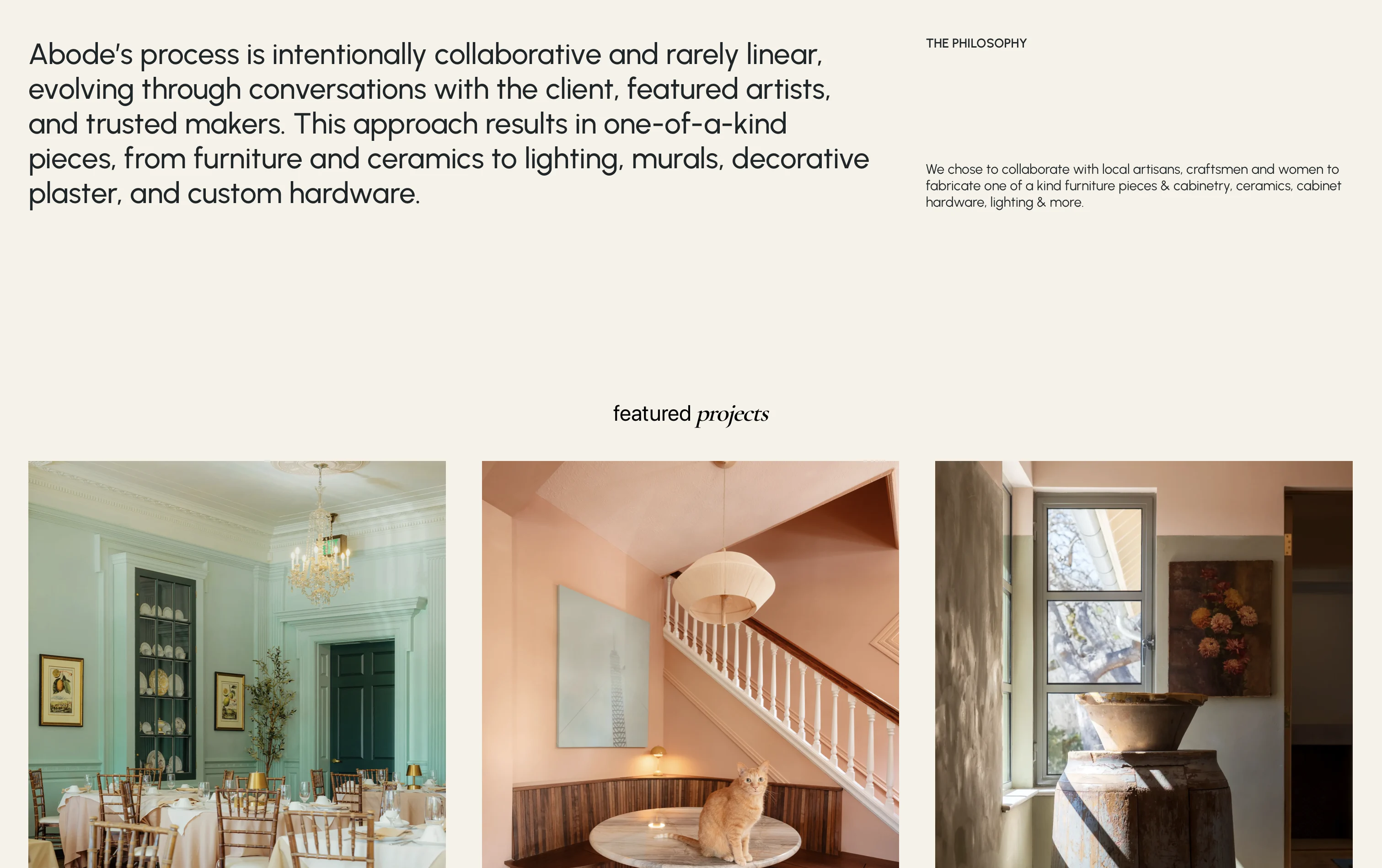 Abode Richmond — full page layouts and portfolio grid
